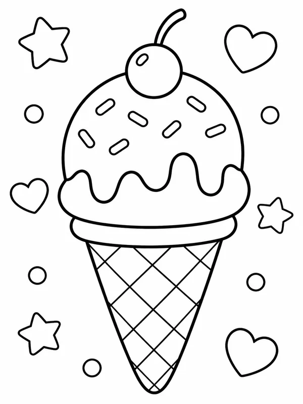 Ice Cream printable coloring page printable line art