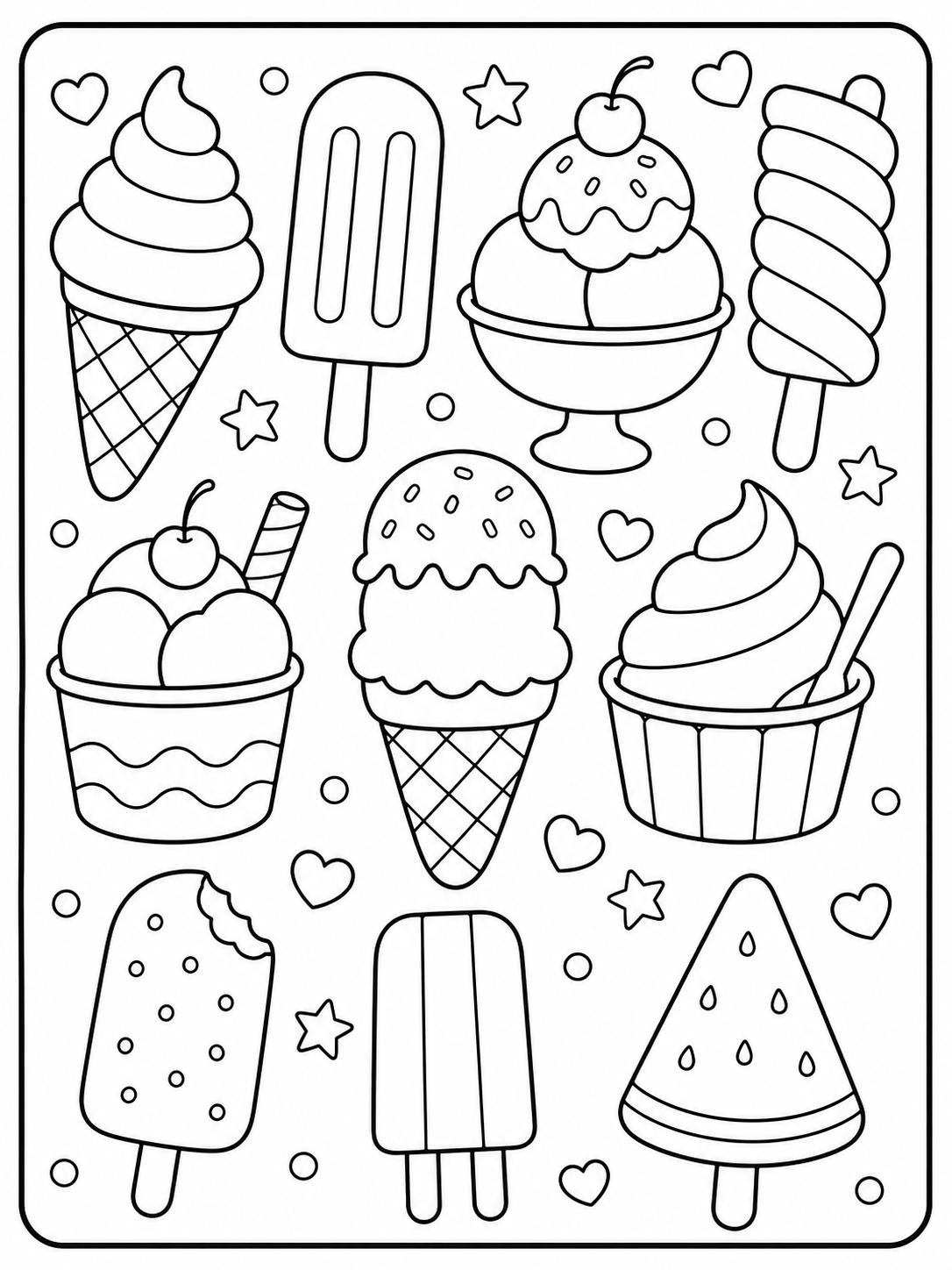 Ice Cream printable coloring page printable line art