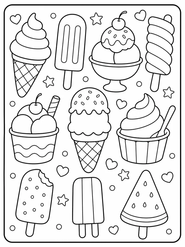 Ice Cream printable coloring page printable line art