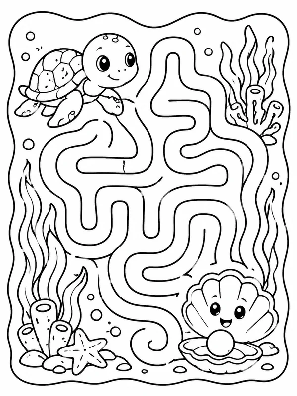 KDP Coloring Book Interior Pages: clean activity book interior page with maze-like decorative elements