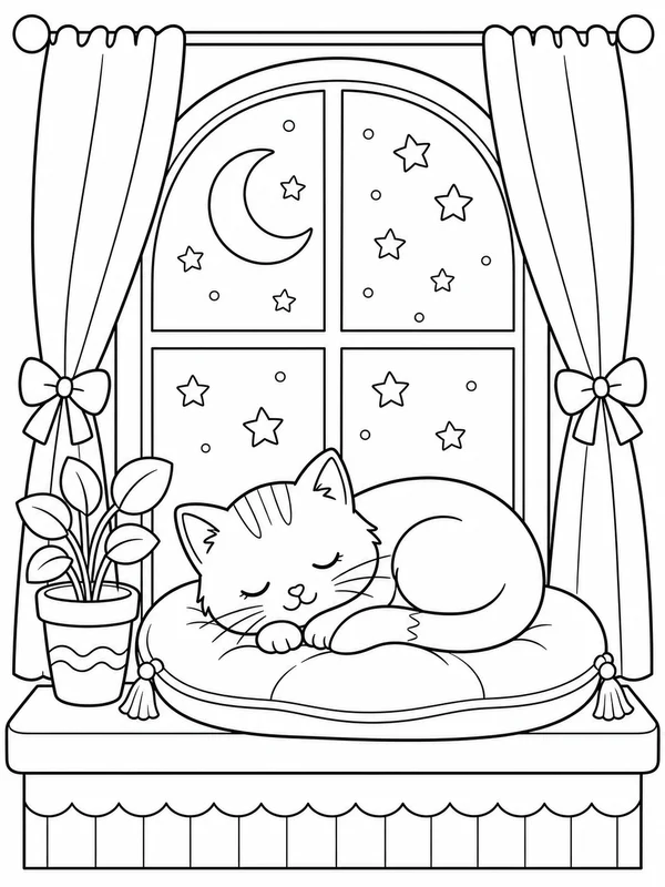 Dibujos de gatitos adorables para colorear 11
