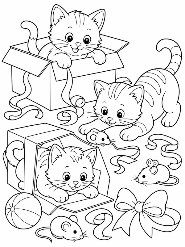 Dibujos de gatitos adorables para colorear 10