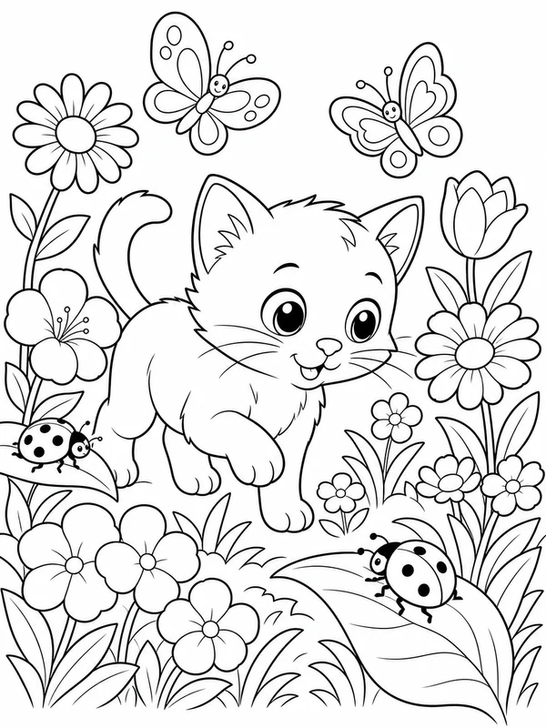Dibujos de gatitos adorables para colorear 9