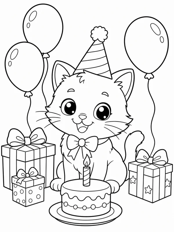 Dibujos de gatitos adorables para colorear 8