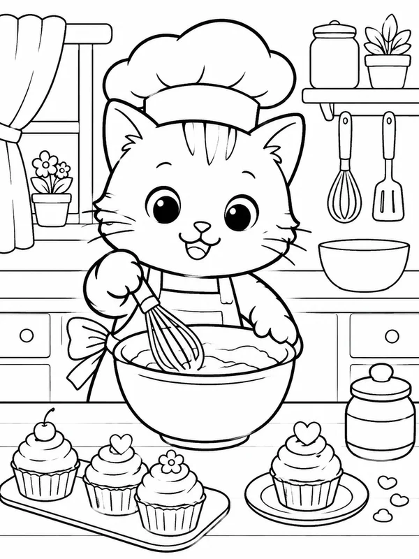 Dibujos de gatitos adorables para colorear 7