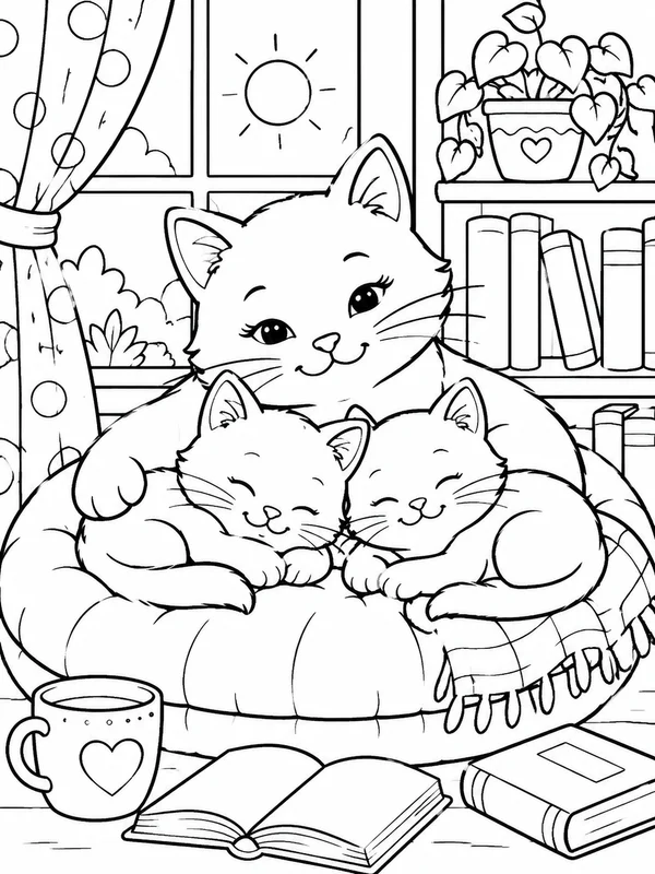 Dibujos de gatitos adorables para colorear 6