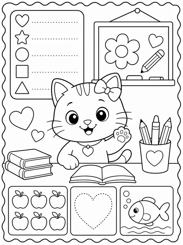 Dibujos de gatitos adorables para colorear 3