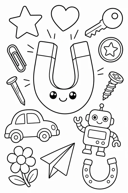 Lead Magnet Coloring Pages: cute lead magnet coloring pages pack starter page with varied objects arranged for easy coloring