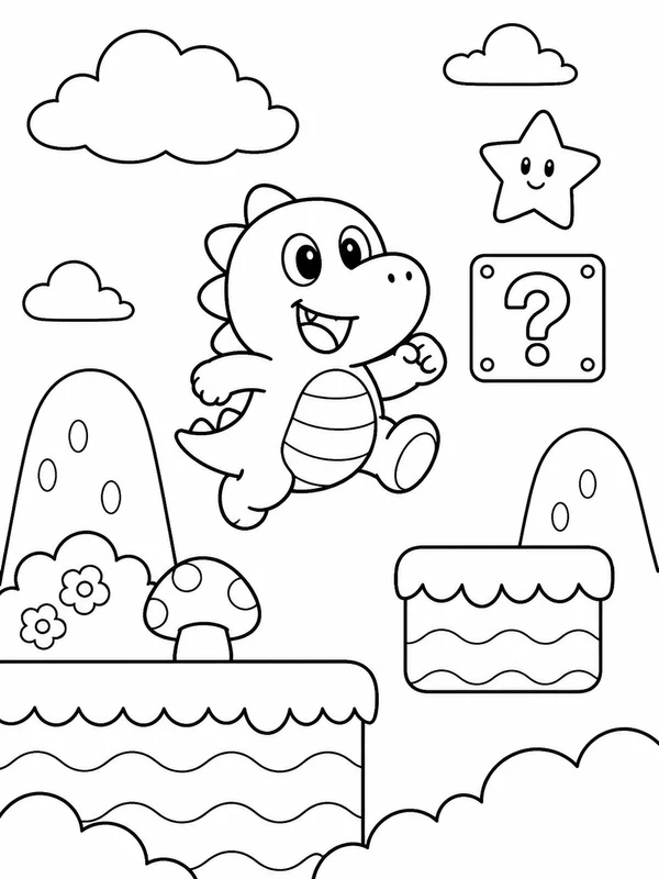 Mario printable coloring page printable line art