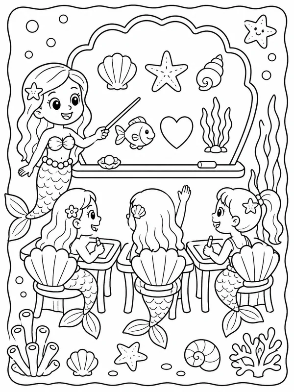 Mermaid printable coloring page printable line art