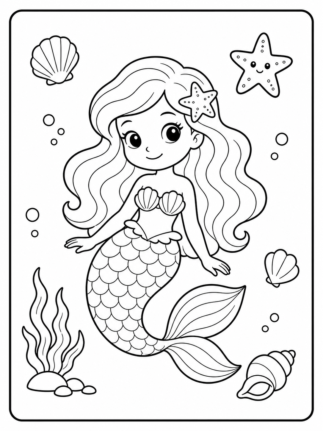 Clean mermaids coloring sheet printable line art