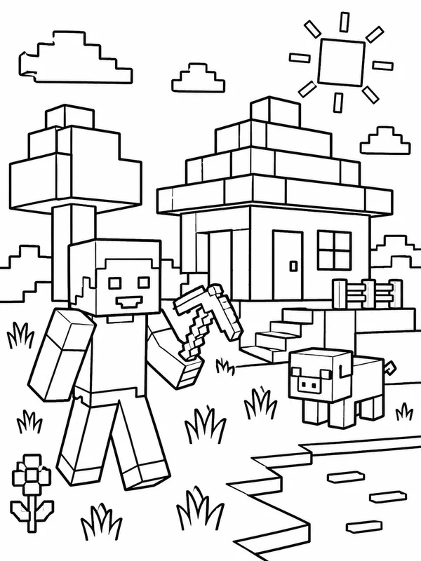 Minecraft printable coloring page printable line art