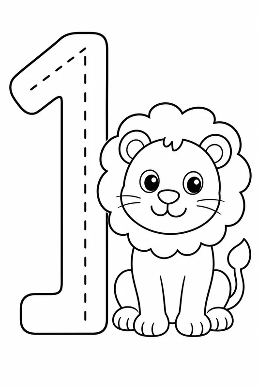 Dibujos de números y trazado para colorear 10