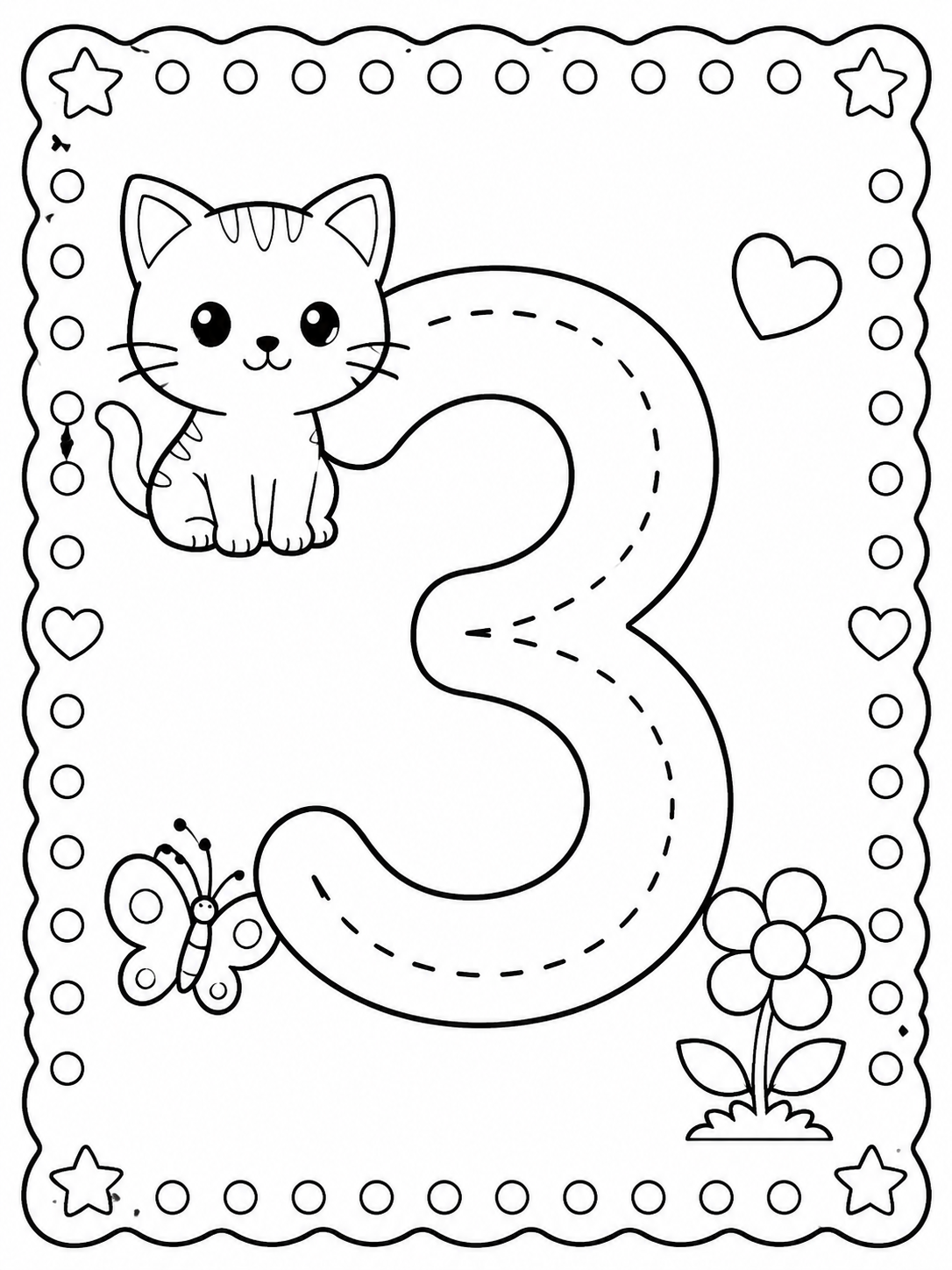 Printable number tracing coloring pages sample printable line art
