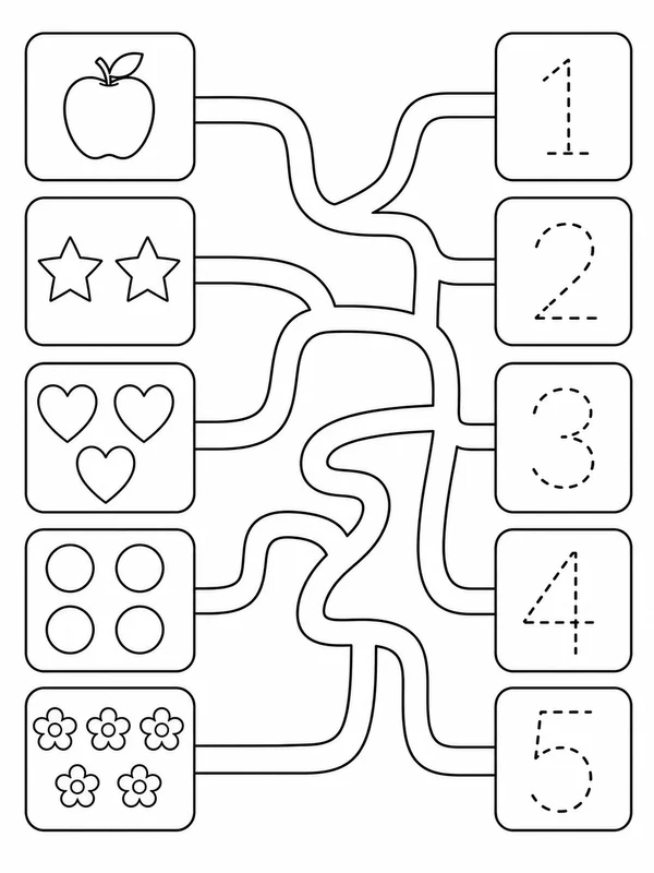 Dibujos de números y trazado para colorear 1