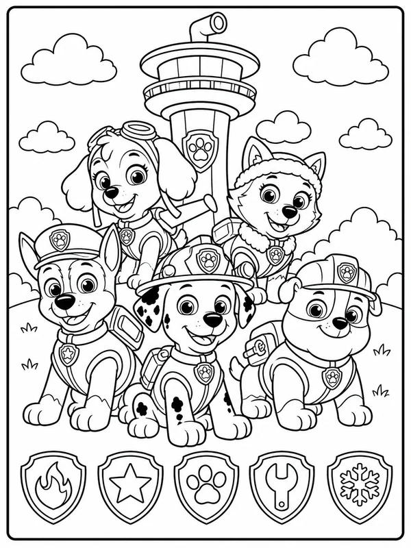 Paw Patrol printable coloring page printable line art
