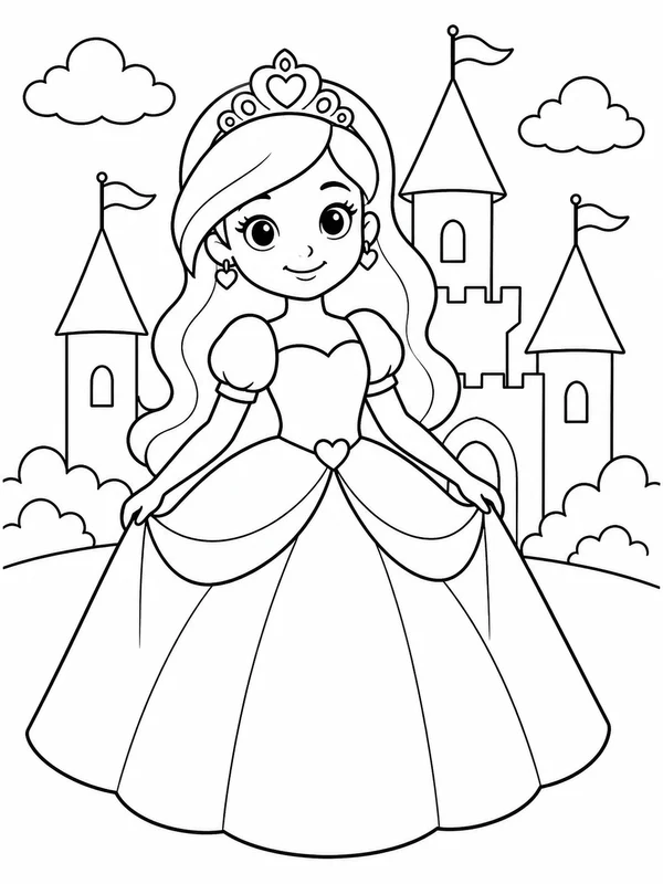 Princess printable coloring page printable line art