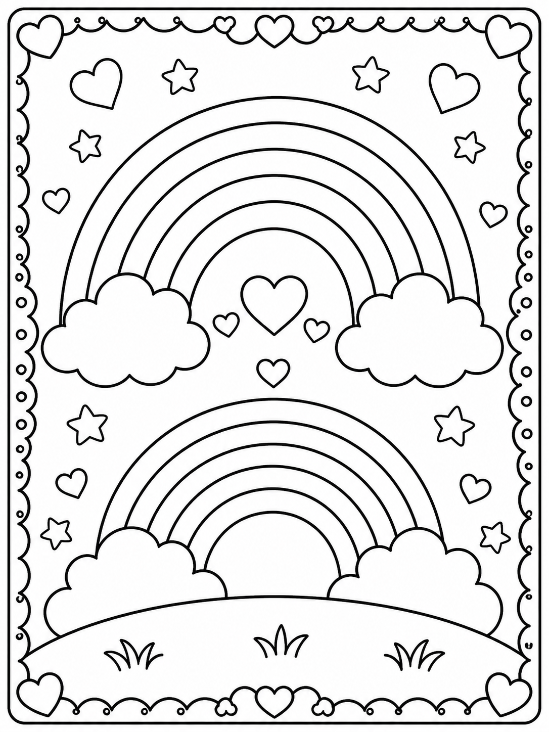 Printable rainbows sample printable line art