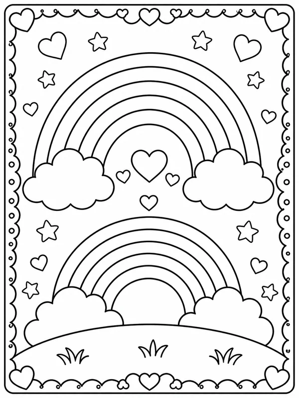 Printable rainbows sample printable line art