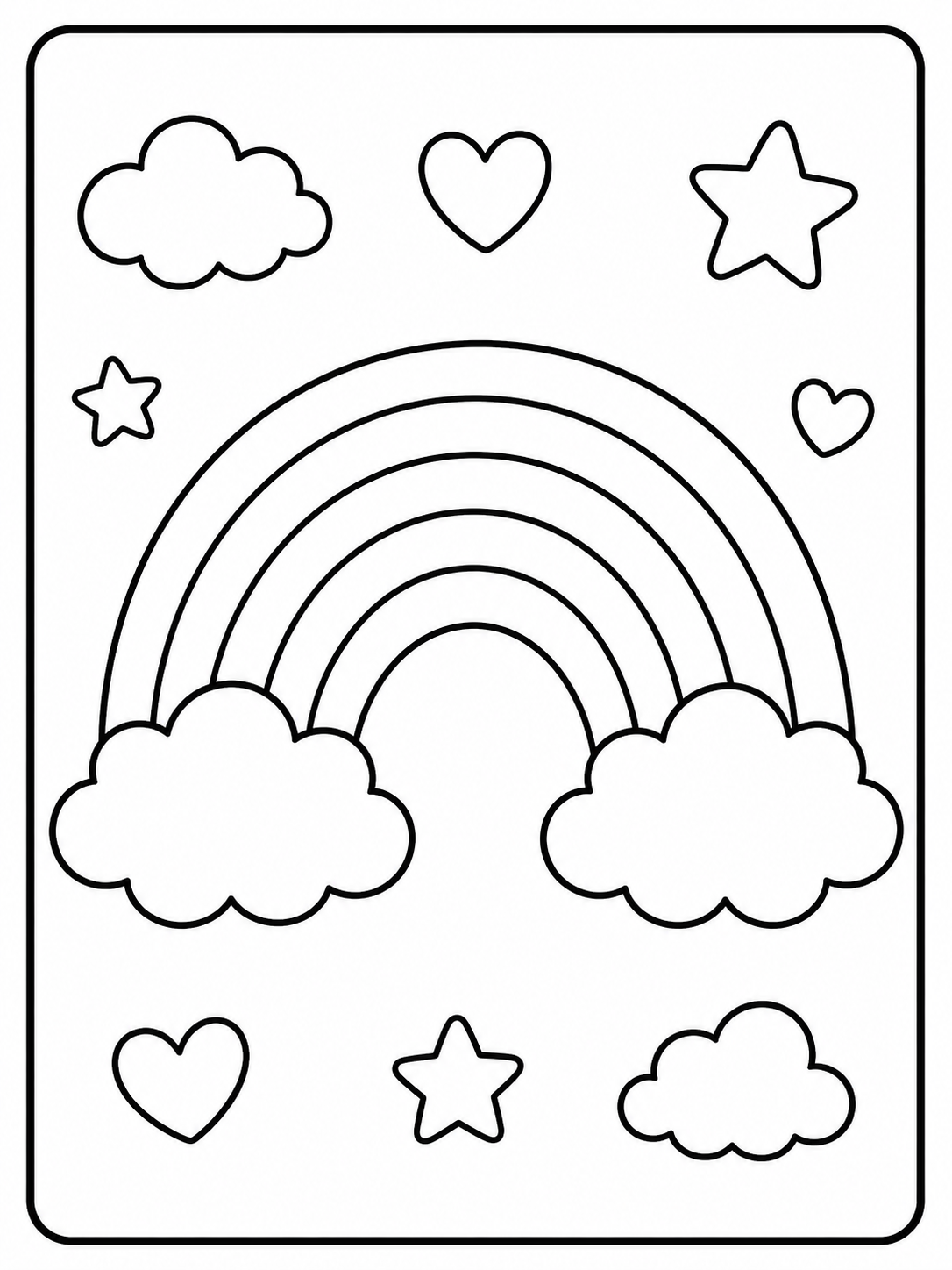 Clean rainbows coloring sheet printable line art