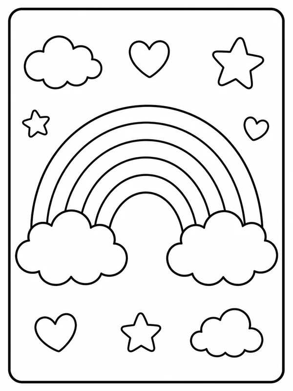 Clean rainbows coloring sheet printable line art