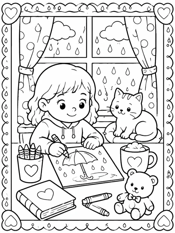Dibujos de actividades para días de lluvia para colorear 10