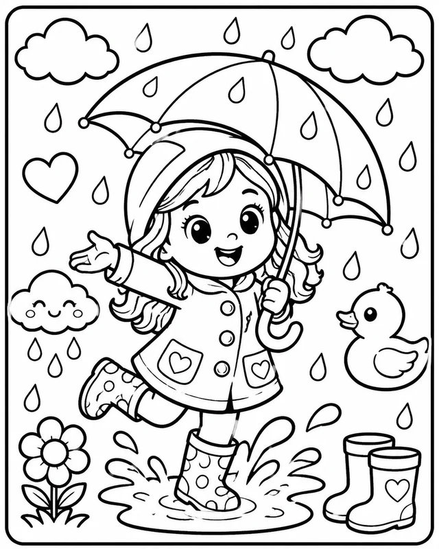 Dibujos de actividades para días de lluvia para colorear 4
