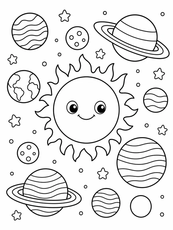 Dibujos de sistema solar para colorear 1