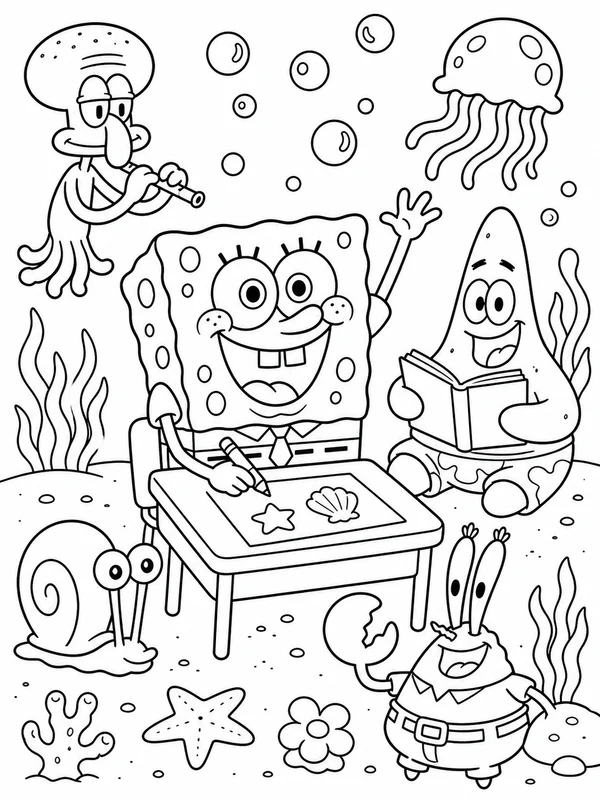 Spongebob printable coloring page printable line art
