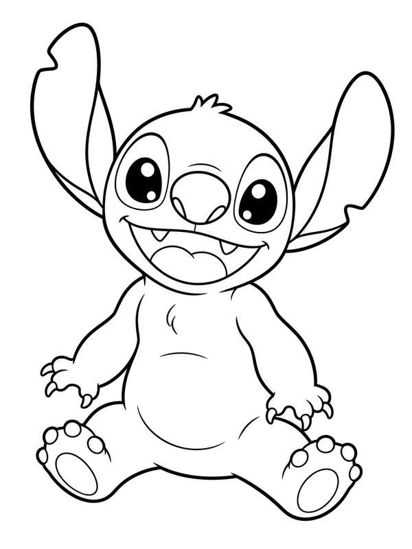 Single Stitch with one large rounded body, extra-wide open coloring page printable line art