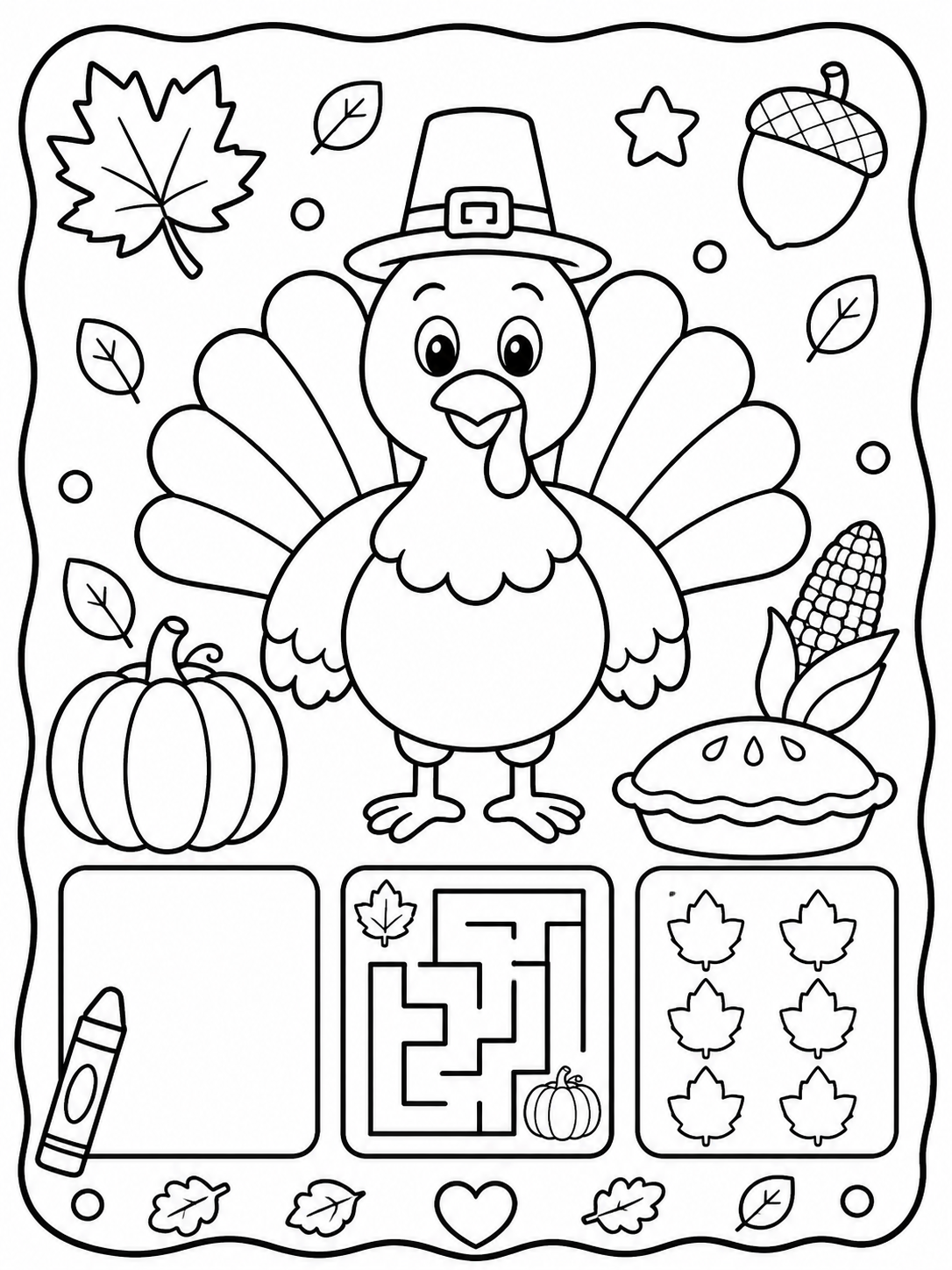 Thanksgiving printable coloring page printable line art