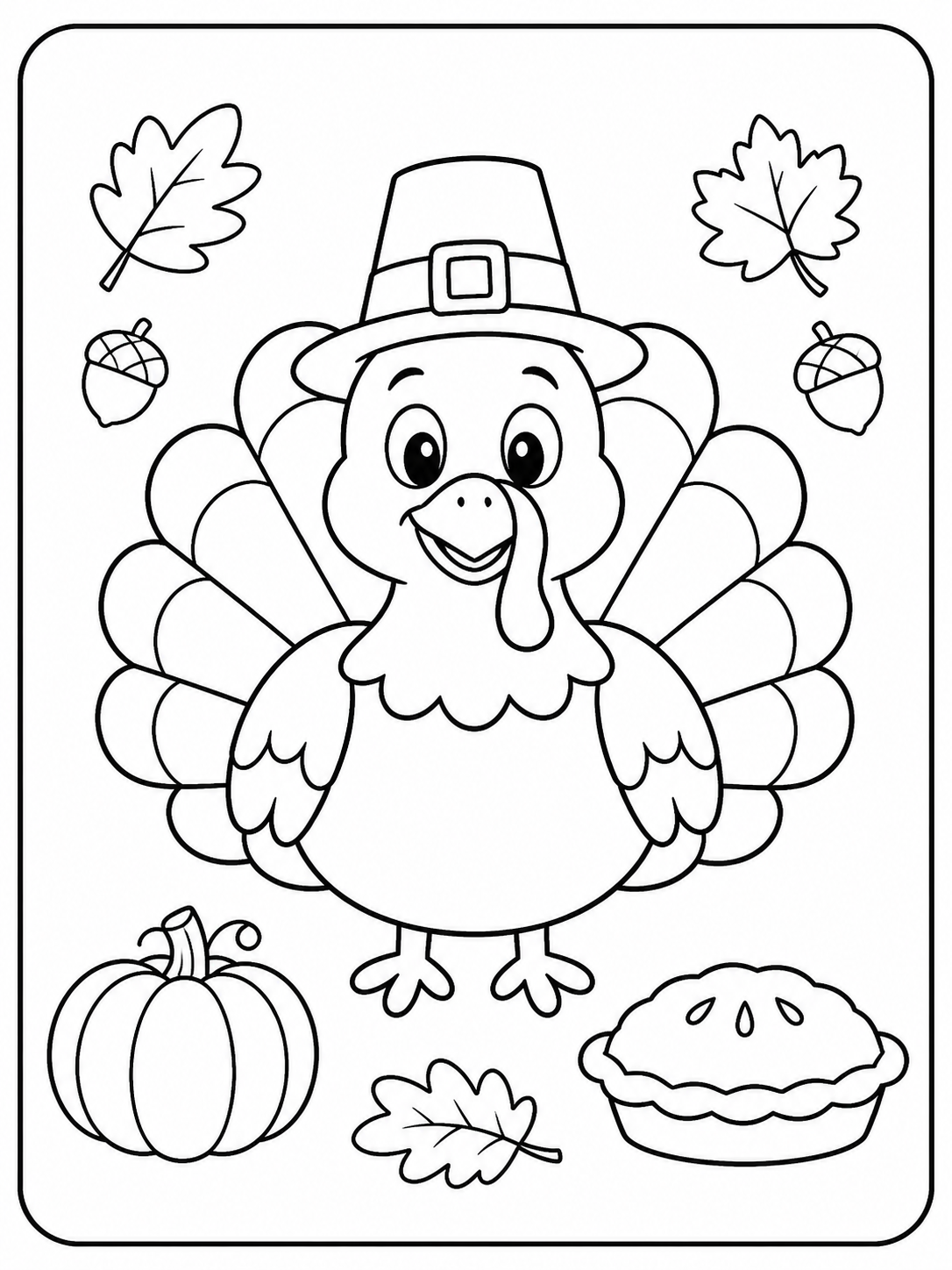 Clean thanksgiving coloring sheet printable line art