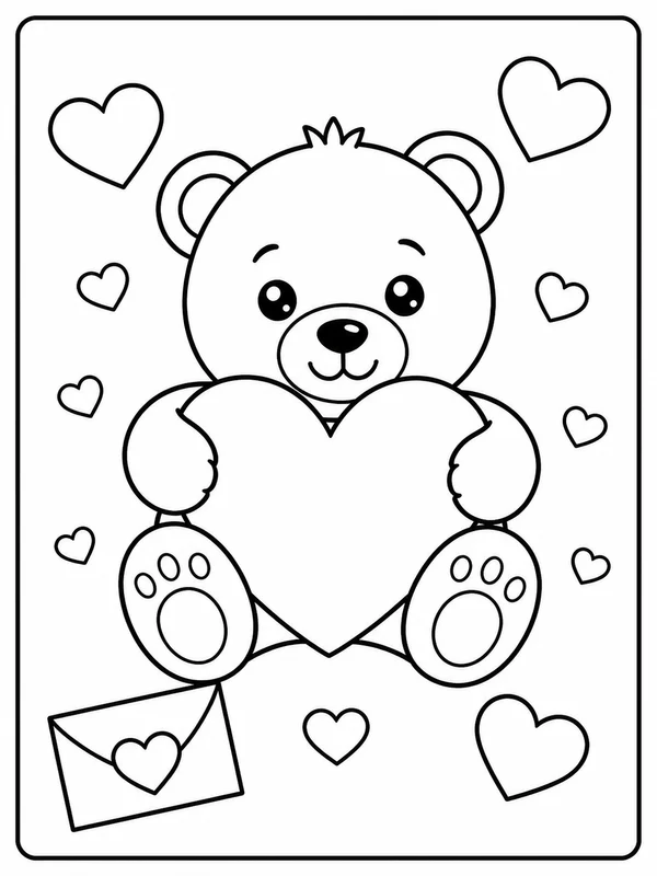 Clean valentine's day coloring sheet printable line art