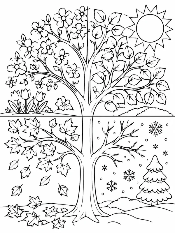 Dibujos de tiempo y estaciones para colorear 12