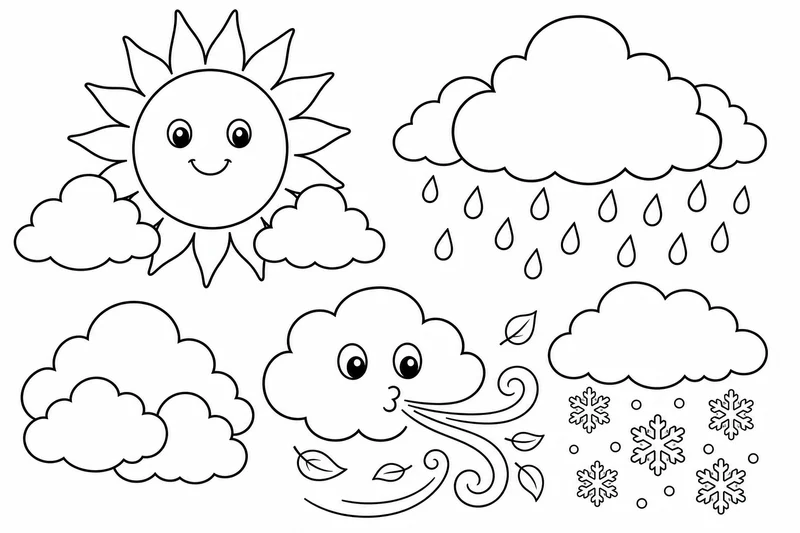 Dibujos de tiempo y estaciones para colorear 11