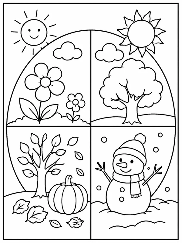Dibujos de tiempo y estaciones para colorear 9