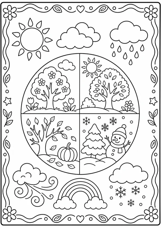 Dibujos de tiempo y estaciones para colorear 8