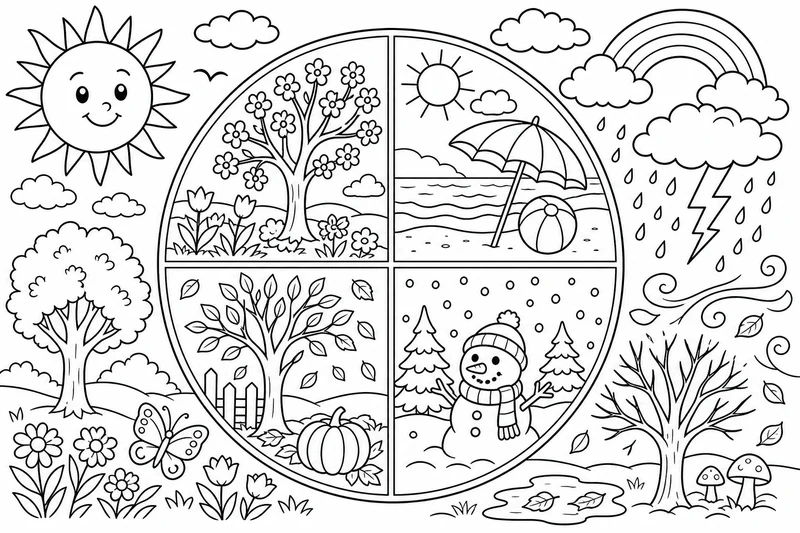 Dibujos de tiempo y estaciones para colorear 5