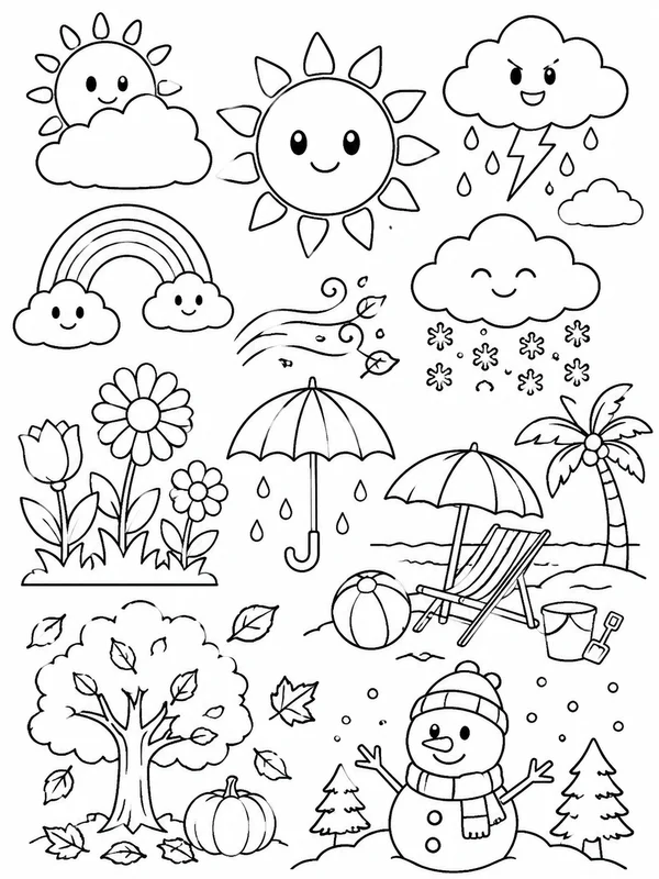 Dibujos de tiempo y estaciones para colorear 6