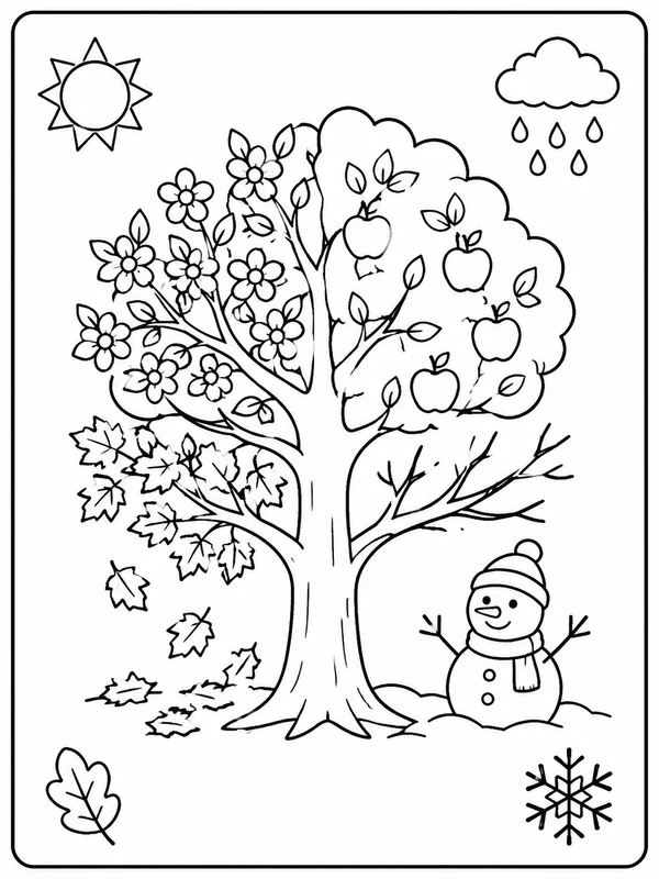 Dibujos de tiempo y estaciones para colorear 3