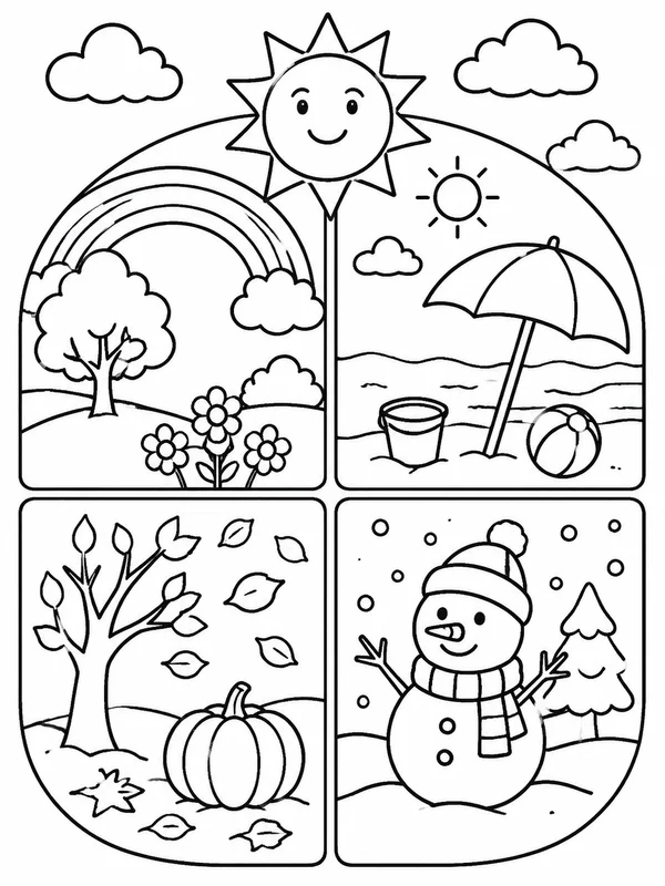 Dibujos de tiempo y estaciones para colorear 2