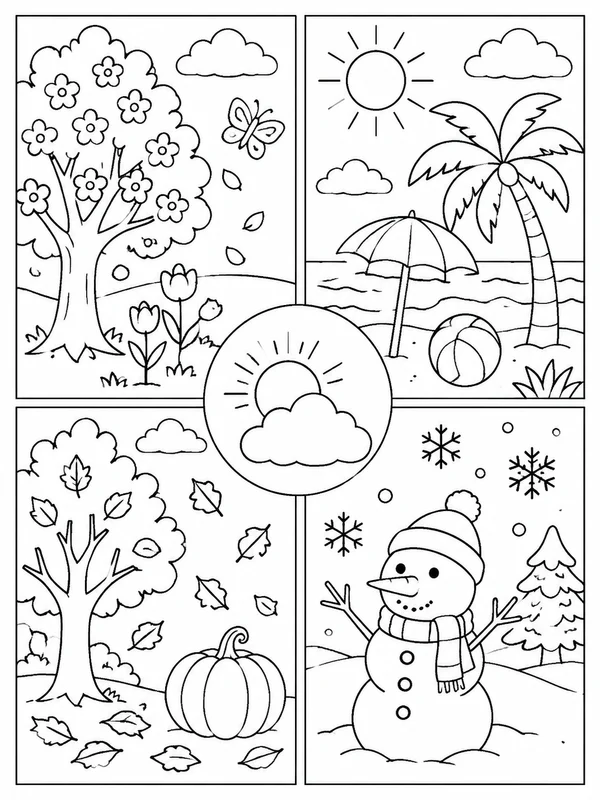 Dibujos de tiempo y estaciones para colorear 1