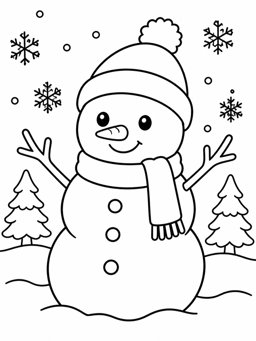 Winter printable coloring page printable line art