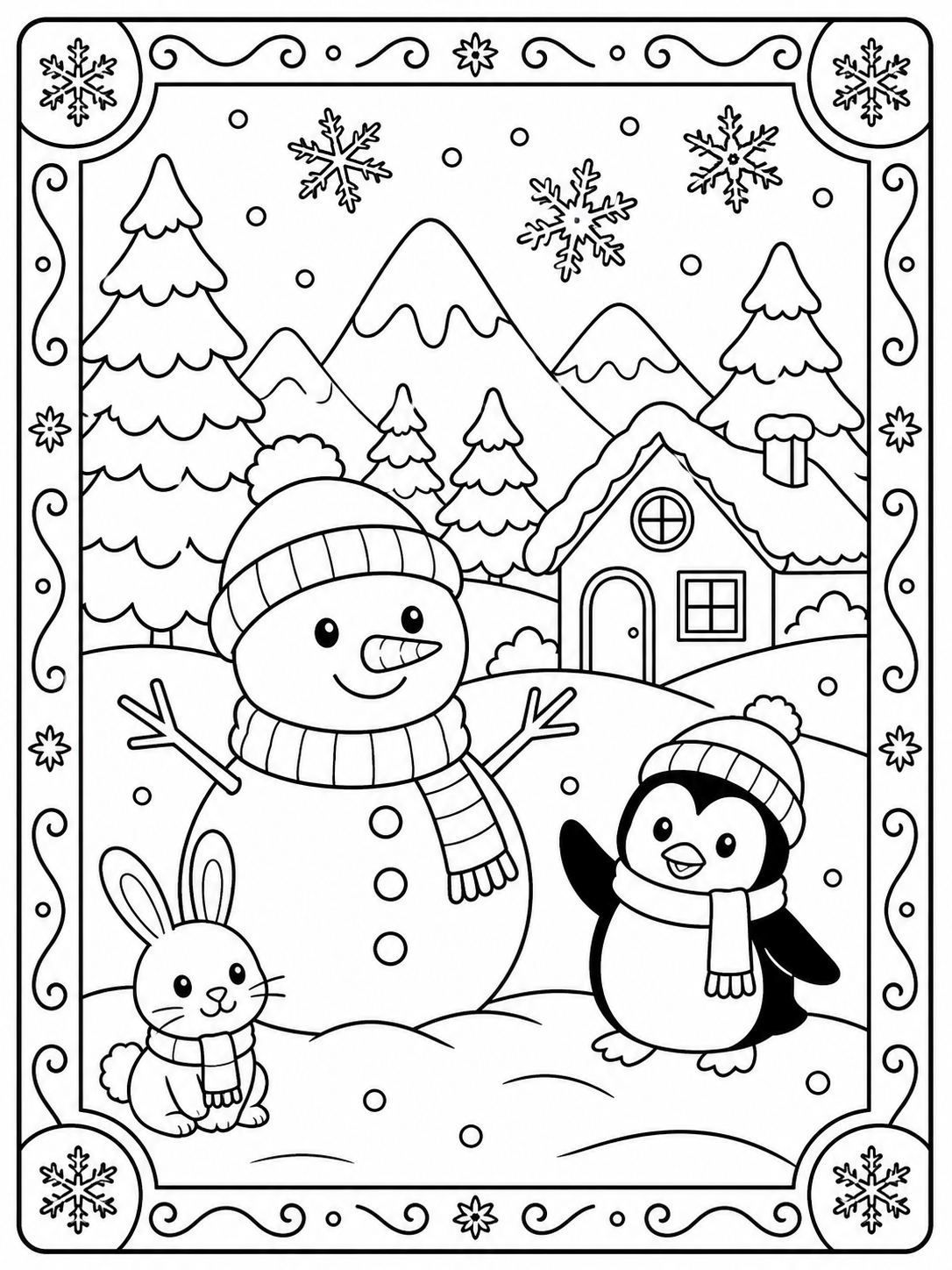 Printable winter sample printable line art